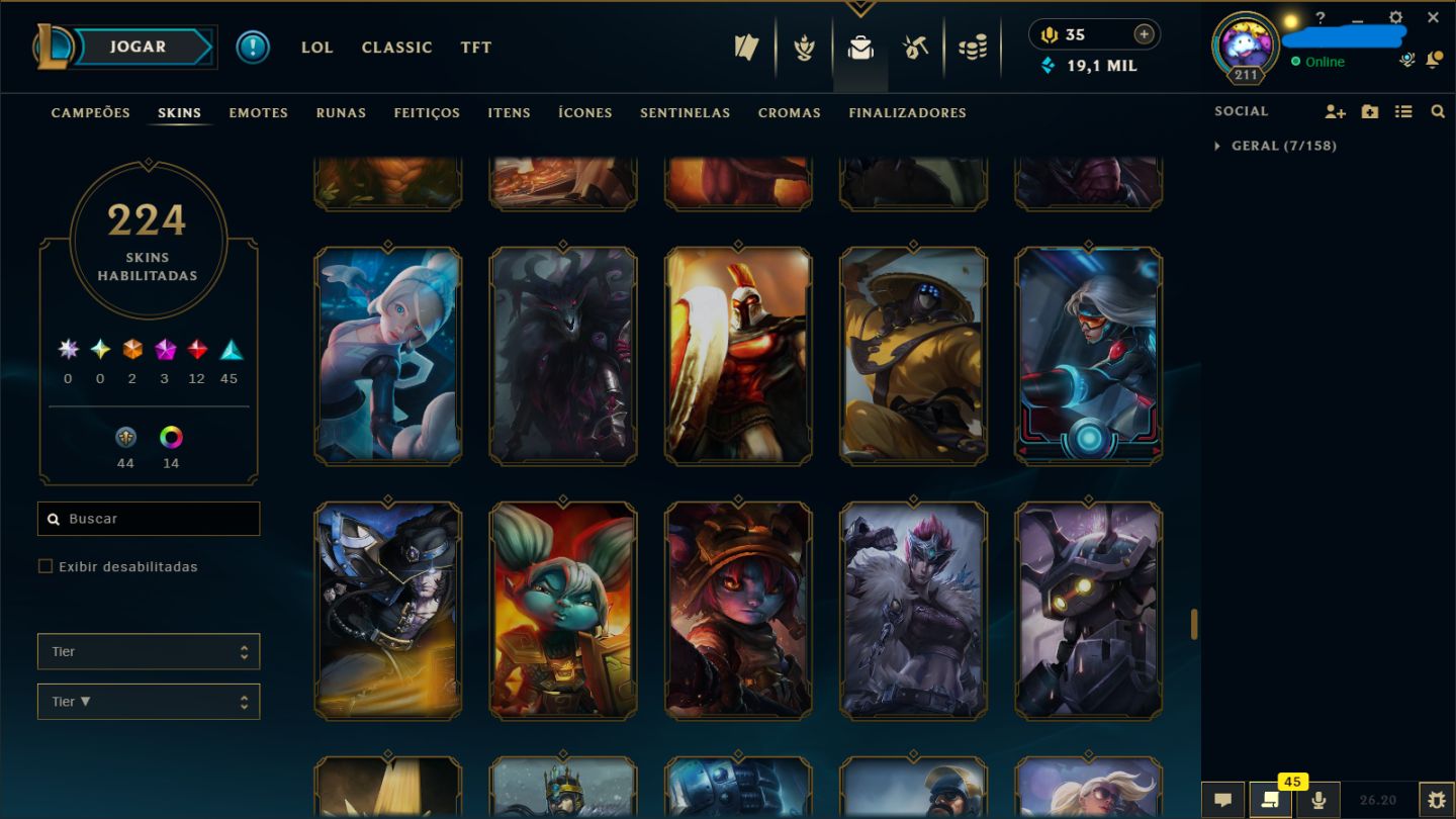 Conta com skins raras