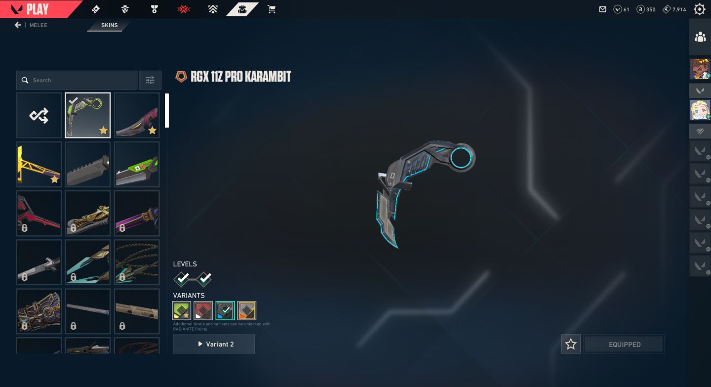 Conta Valorant c/ Karambit Rgx, Faca Sublime, Nocturne, Vandal Kuronami, Phantom