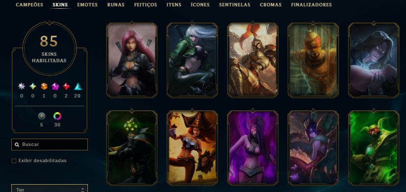 CONTA ESMERALDA 4 / MF EXOCÓSMICA / 4 SKINS DO YASUO / 42 SKINS / 10K EA