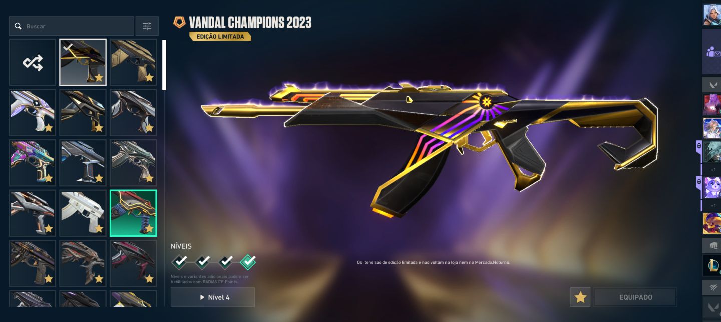 Conta de Vava com 72 Skins de Loja, Incluindo Pacotes Champions