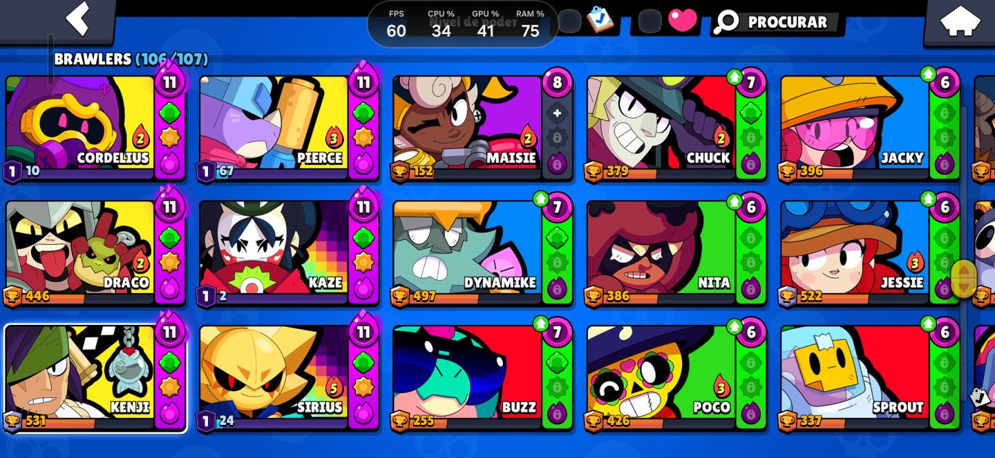 Conta de brawl stars Com 66 brawlers lev 11 e várias skins!