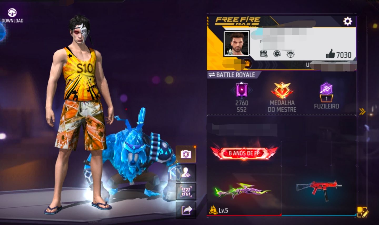 CONTA DE FREE FIRE COM 8 ANOS !/COM BASTANTE SKIN BONITAS, EVOLUTIVAS E RARAS !