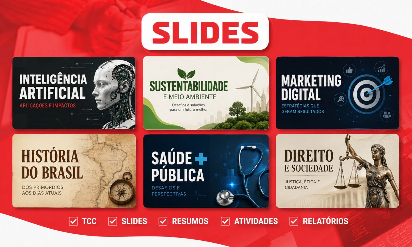 Criação de TRABALHO - resumo / slide / tarefa / word / relatório / slides / tcc