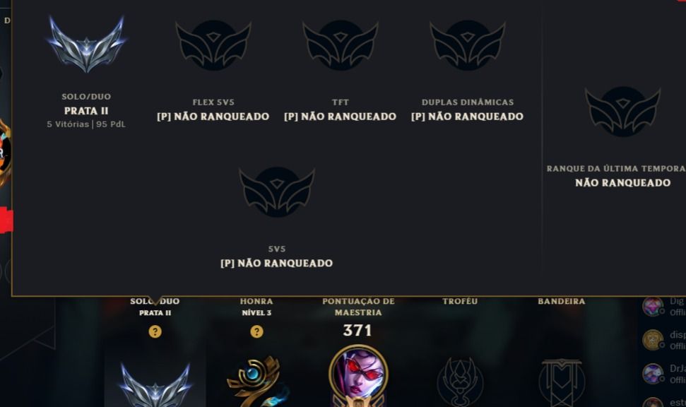 Conta LoL várias skins de adc/ Lux Elementalista / Prata 2 menos de 10 Partidas