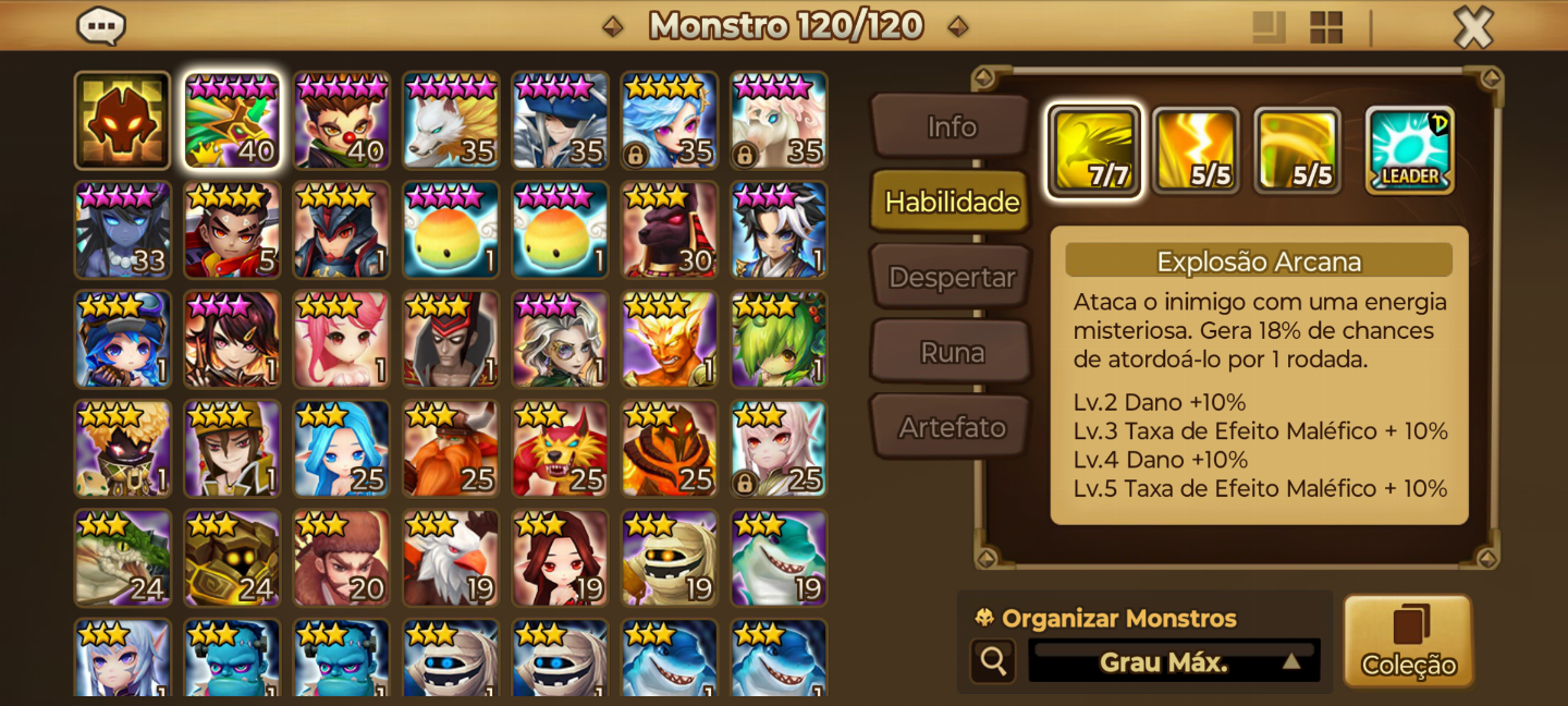Summoners Wars Conta iniciante NAT 5 LD Light Unicorn Eleonor+ 4 NAT 5