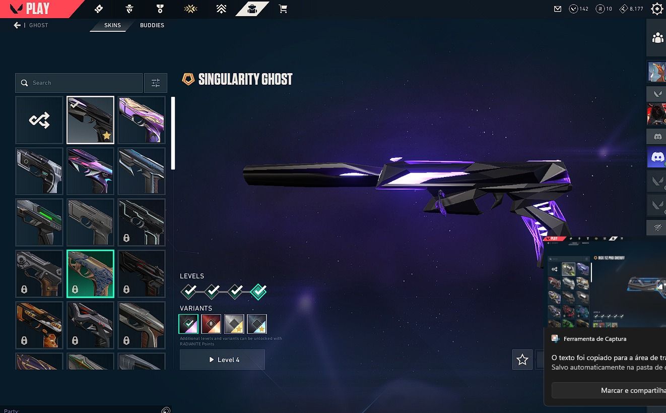 CONTA VALORANT PLATINA 1 SKINS PREMIUM + 4 FACAS