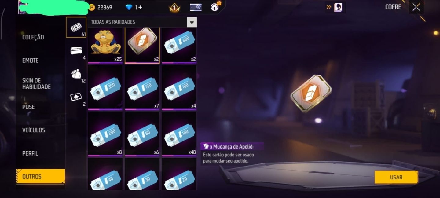 CONTA DE 8 ANOS DE FREE FIRE LVL 68 | NARUTO | +160 EMOTES | PUNHO SOBERANO |