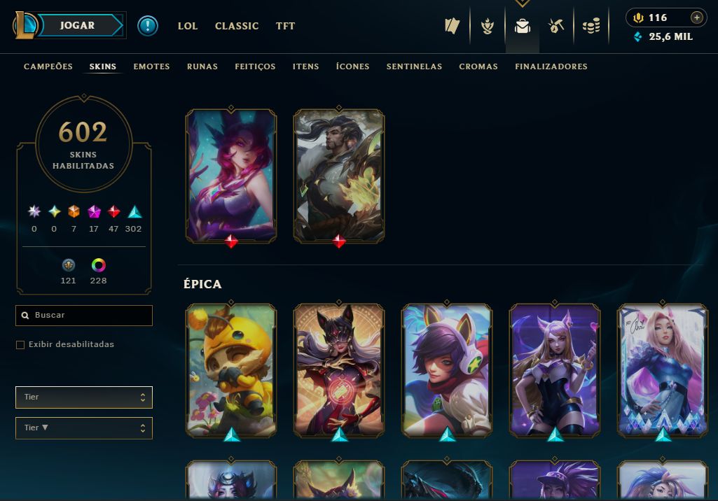 Conta lol e valorant com muita skin