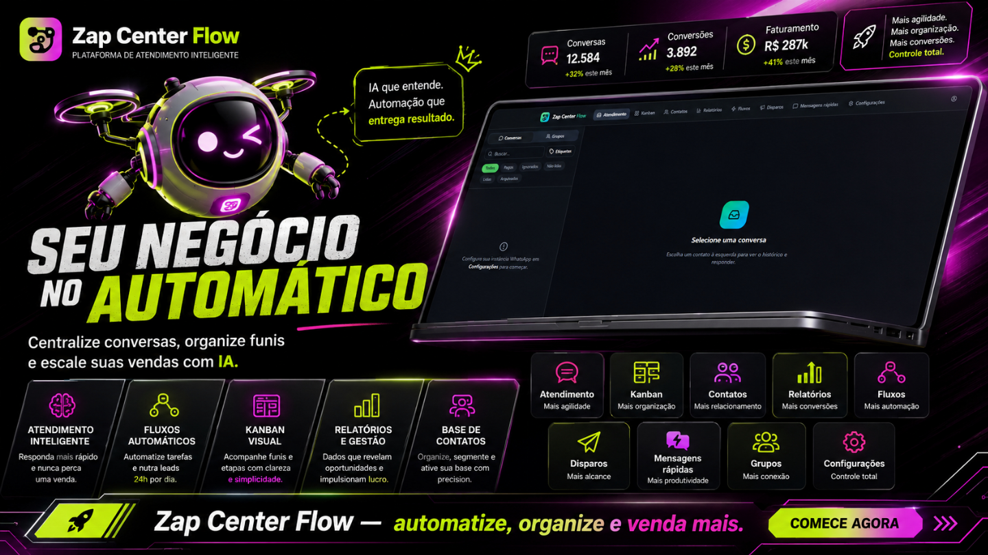 Zap Center Flow - CHAVE DE ATIVAÇÃO ORIGINAL - 30 DIAS