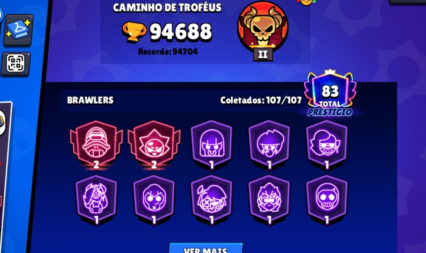 Conta de brawl stars 90k+ troféus 72 brawlers no 11 todos os brawlers