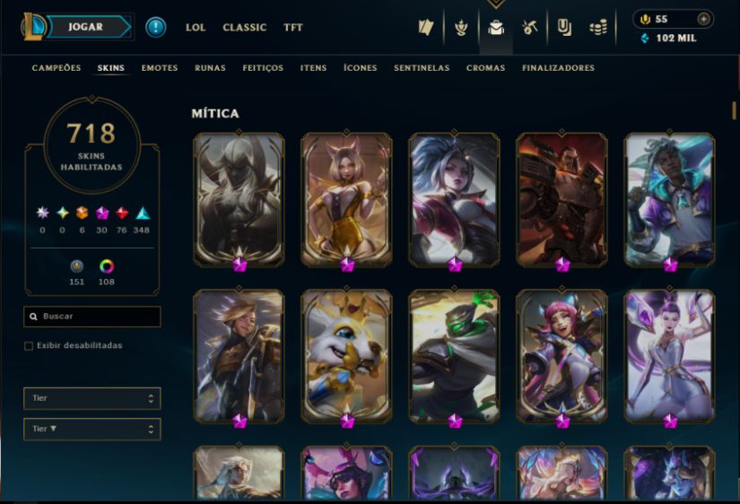 CONTA LOL DIAMANTE IV - EX MESTRE - 718 SKINS + DADOS DE REC - 100% SEGURA