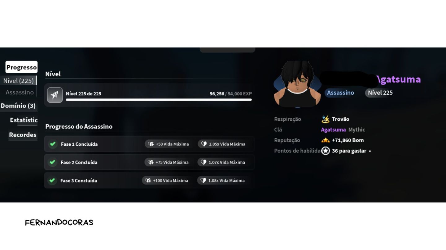 [Slayers 2, Project Slayer 2] Conta Level Max com Clã Mítico Agtsuma+ Nightfall