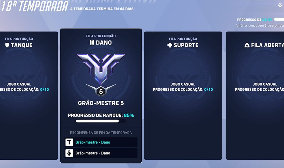 CONTA GM5 OVERWATCH 2 DE FUNÇÃO DPS PREÇO ÚNICO DE R$ 120 CONSOLE