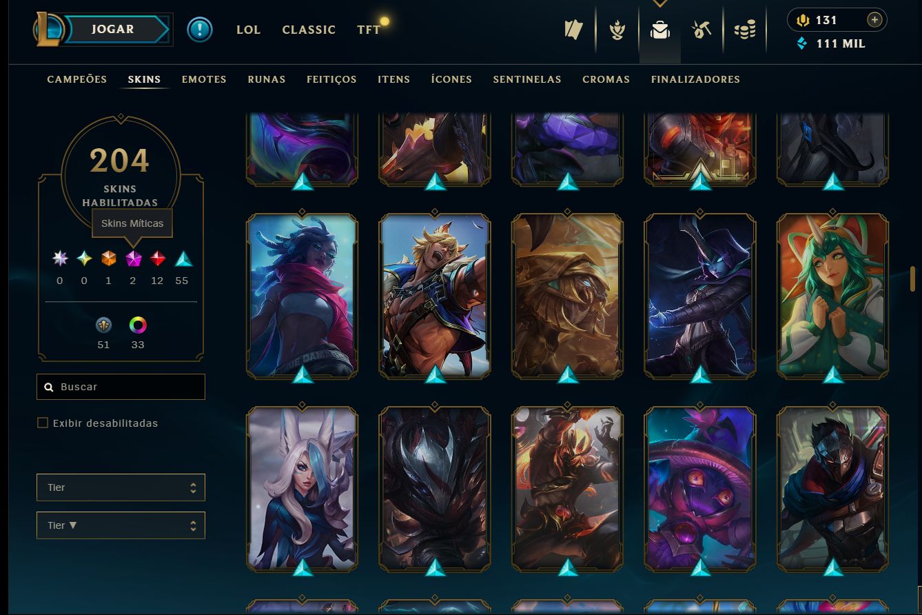 CONTA LOL 204 SKINS | 2 MÍTICAS | 12 LENDÁRIAS | ESMERALDA III