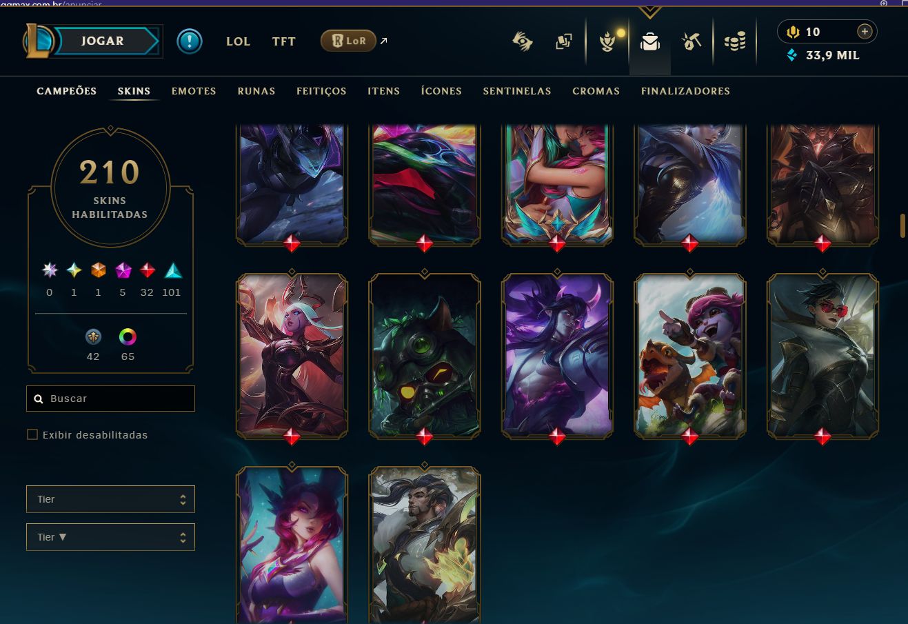 CONTA LOL JINX EXALTADA ELO MESTRE FULL CHAMPS 210 SKINS 65 CROMAS+SKIN VALORANT