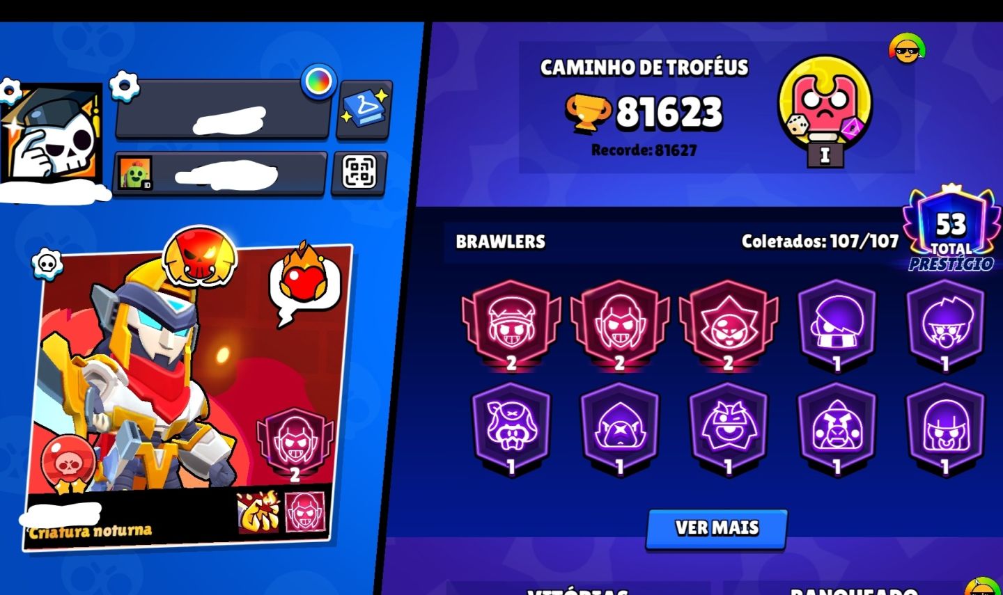 CONTA BRAWL STARS | 81.6K | 107 BRAWLERS | 287 SKINS | FULL ACESSO + DADOS