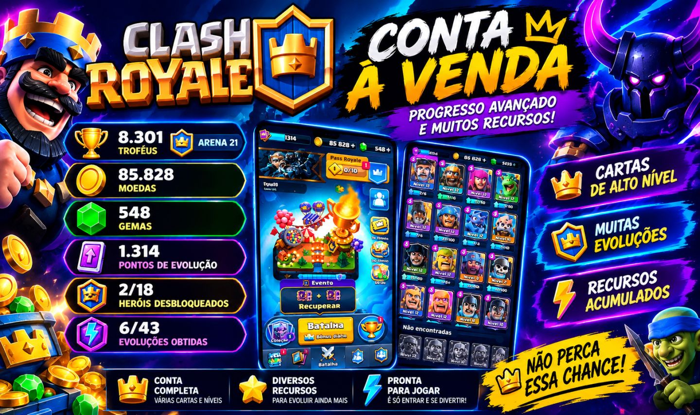 CONTA CLASH ROYALE À VENDA | CARTAS E PROGRESSO