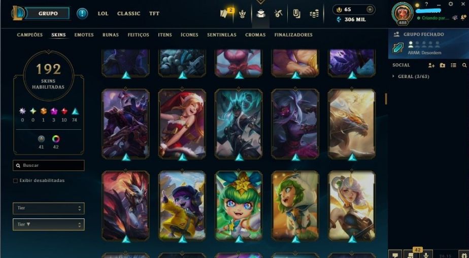Conta League of Legends | 210 Skins | 326 Ícones | 218 Emotes | 358K Essências