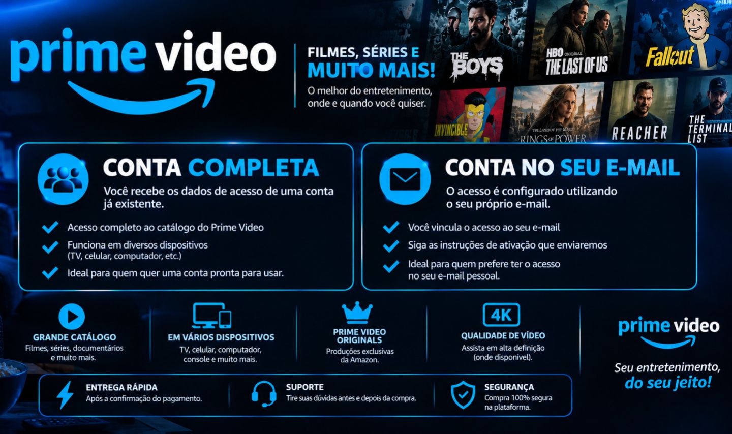 PRIME VIDEO COMPLETA | ACESSO À CONTA | ENTREGA RÁPIDA