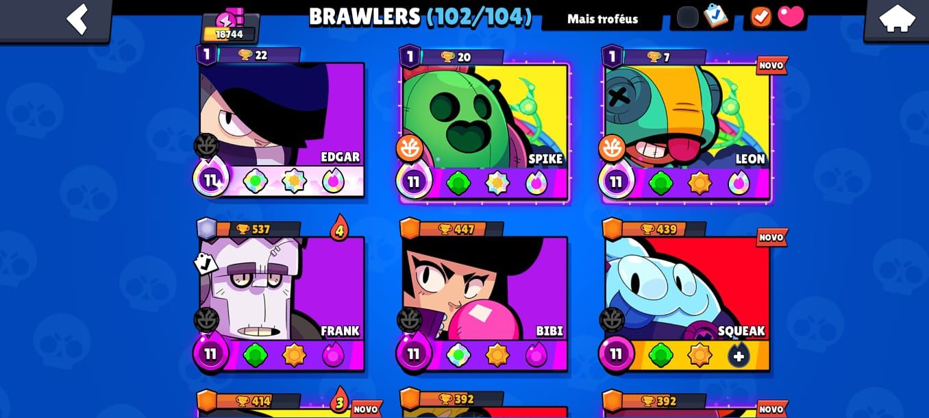CONTA CONTA BRAWL STAR:15K DE TROFEIS,102 BRAWLERS,230 SKINS E MUITO MAIS