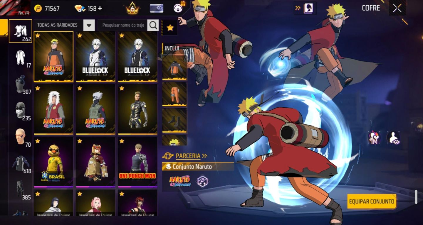 CONTA FREE FIRE PRIME 6 COM +620 PEITORAIS,BARBINHA,BANDEIRAO, ONE PUCH MAN +