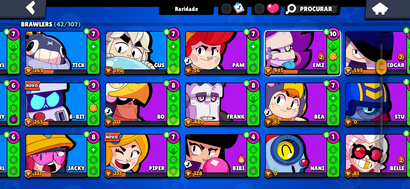 CONTA BRAWL STARS 10k troféu 42 personagens incluindo lendários