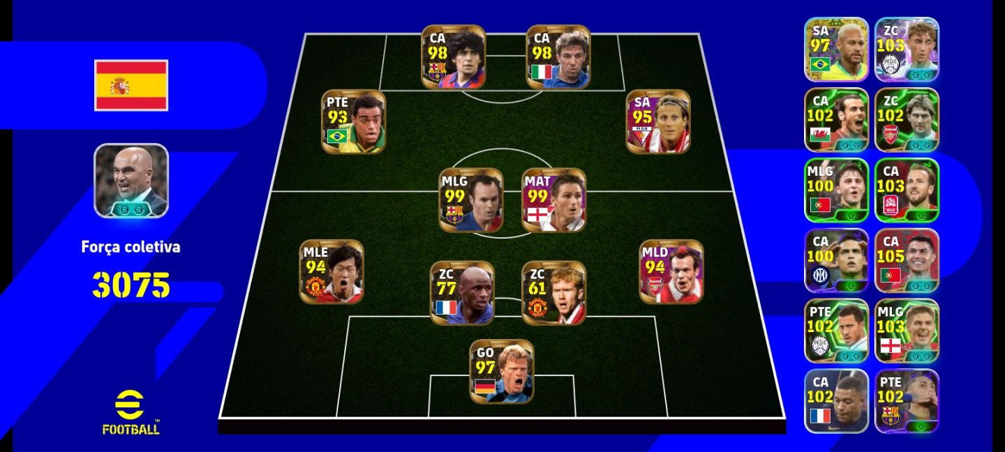 CONTA DE EFOOTBALL COM NEYMAR BLITZ CURLER 106 // DIEGO COSTA 108 // LEGEND 2021