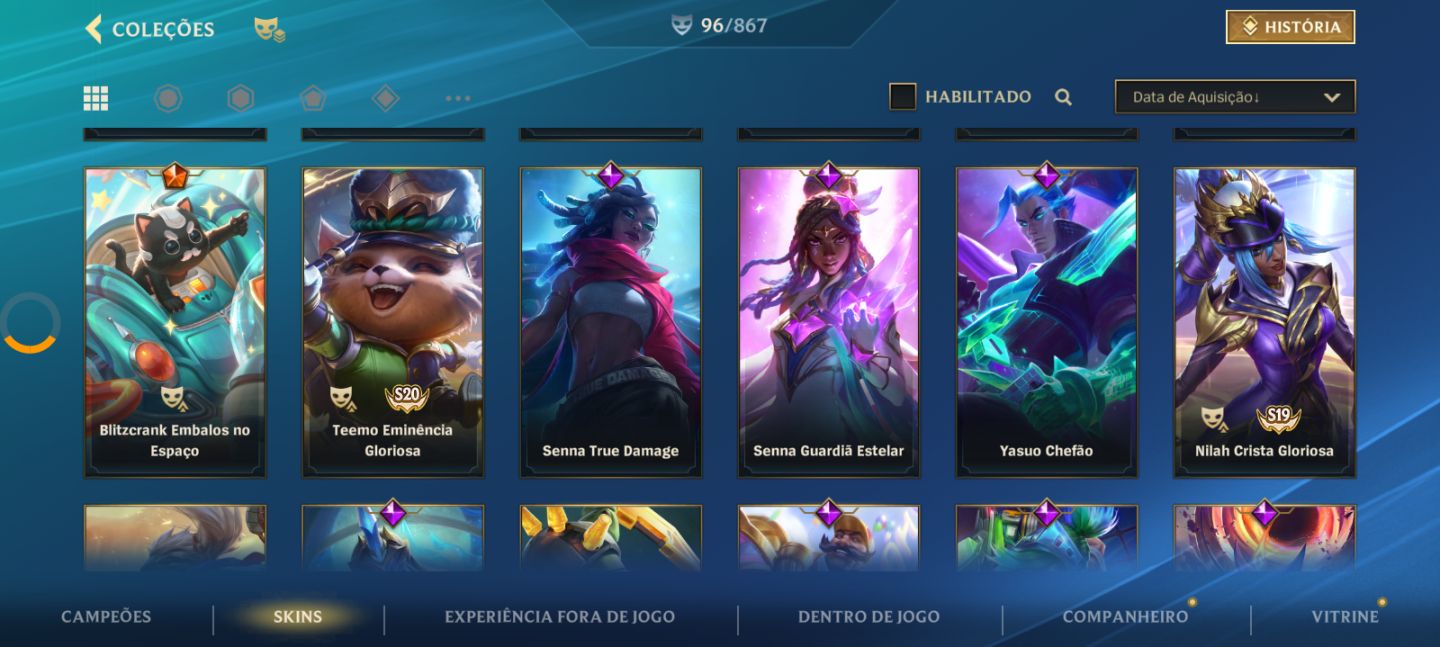 Conta tunada do wild rift Beta, criada por mim