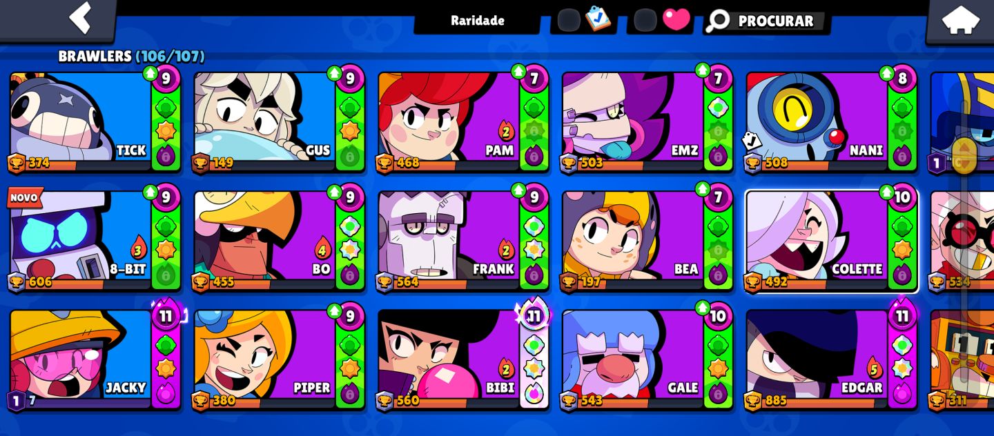 CONTA RARA DE BRAWL STARS COM MUITAS SKINS DE PARCERIA