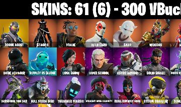 CONTA FORTNITE com Rogue Agent | Malik | Wild Card | Snap | Wukong e 61 SKINS