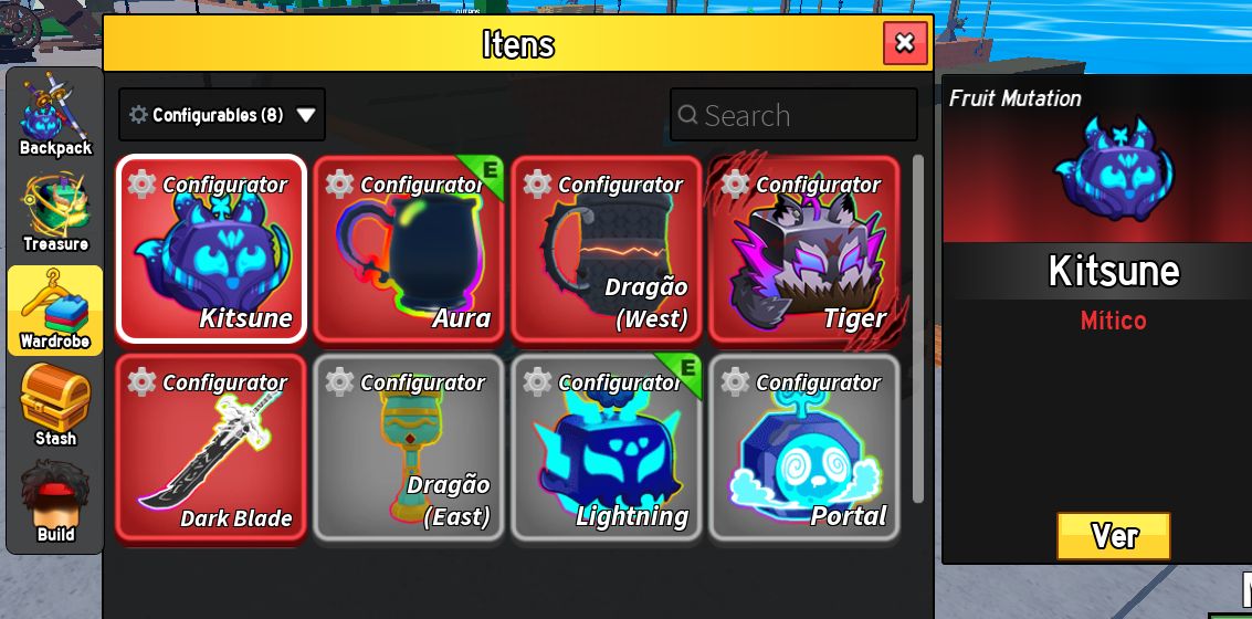 Conta de blox fruits completa com Dragon, tiger e kitsune Permanente e gamepass