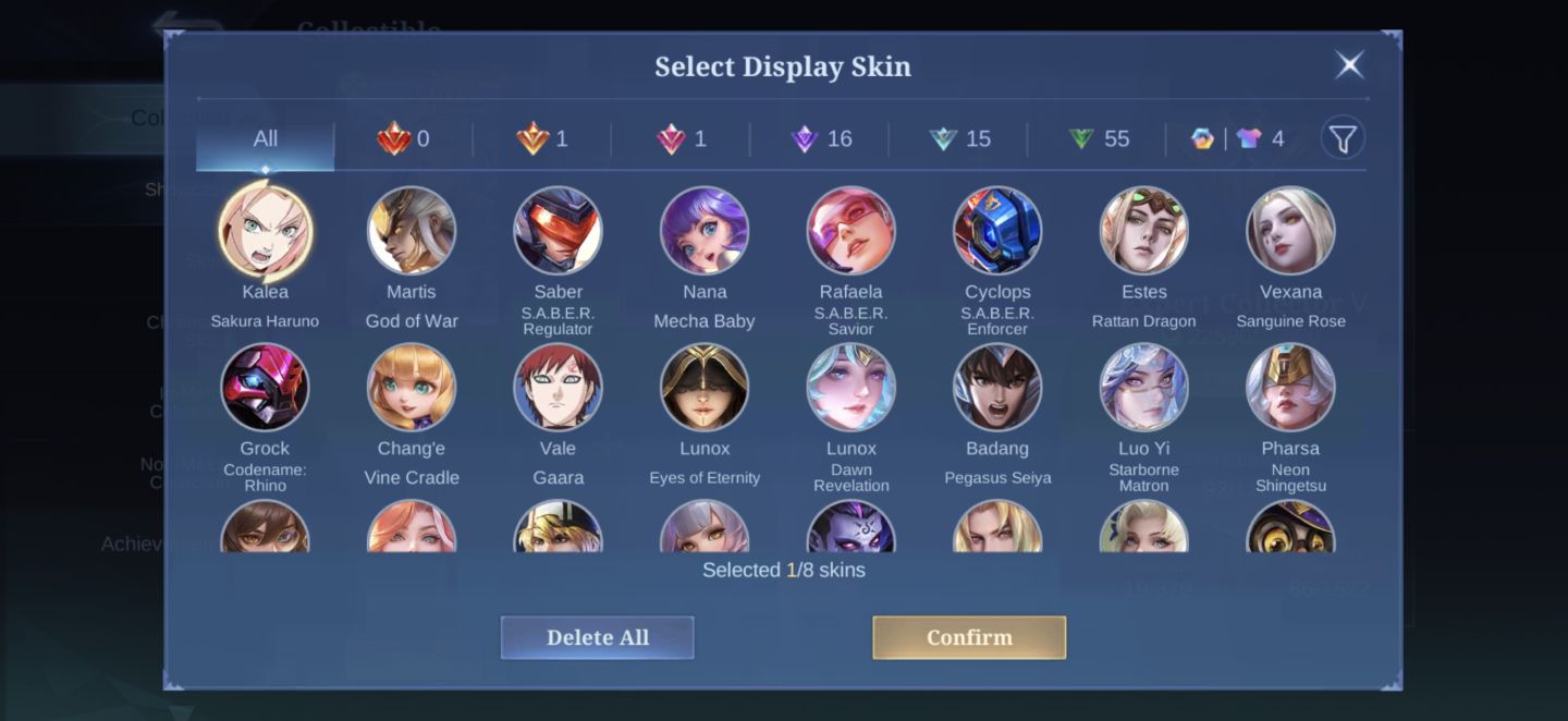 Conta Mobile Legends - Skin Sakura Haruno, Gaara, Seiya