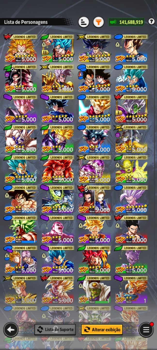 Conta Dragon Ball Legends com muitos personagens