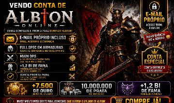 Conta Albion Online Top Tier | 1,2 Bi Fama + 7.500 Ouro Incluso | E-mail Próprio