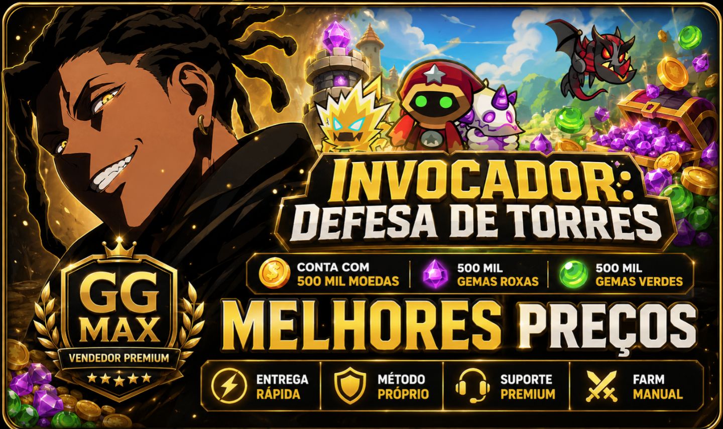 INVOCADOR: DEFESA DE TORRES | CONTAS FULL | TOP VENDAS