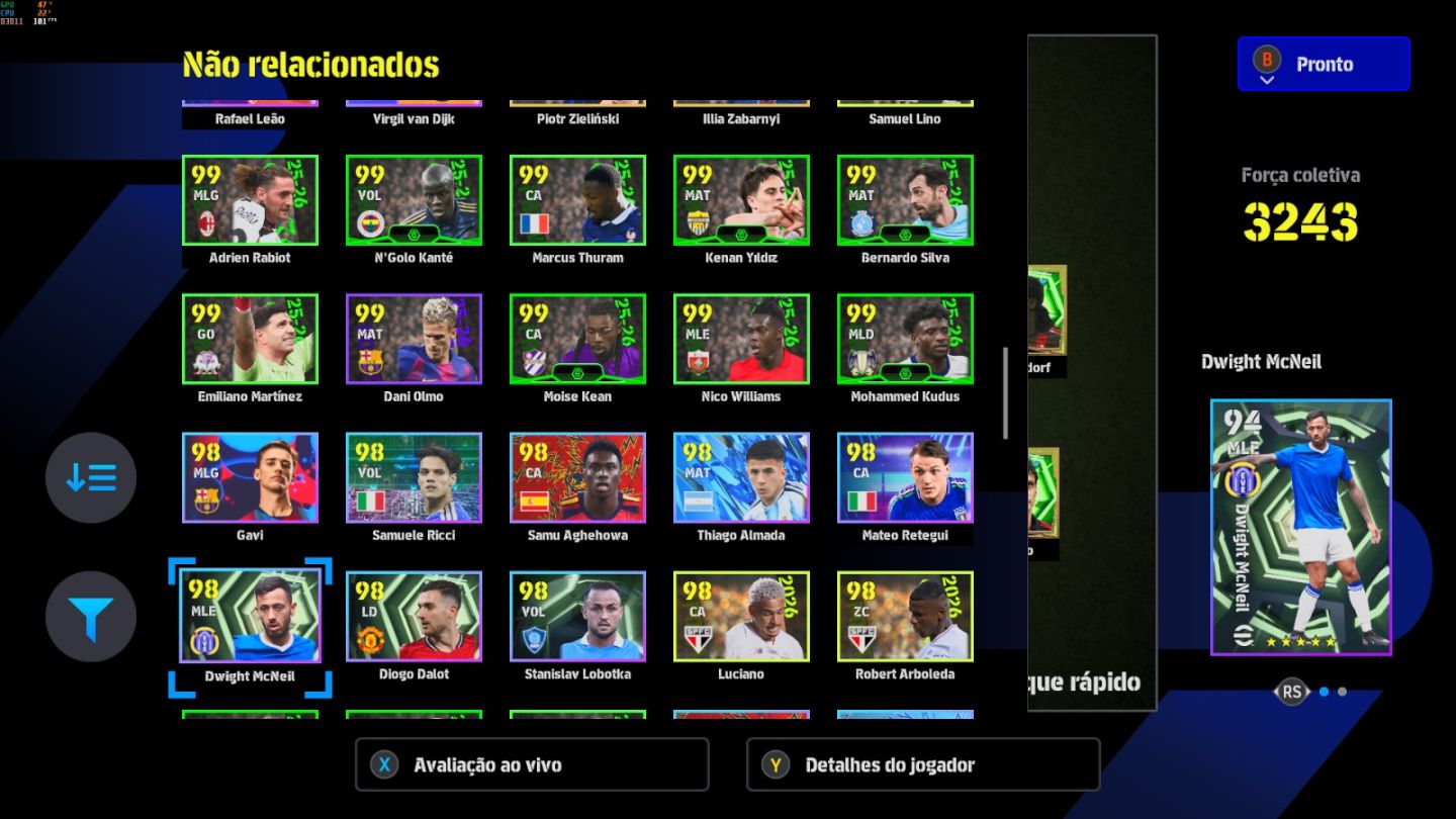 Conta PC Steam Halland 108, Van Der Sar 108, Seedorf 105, Rui Costa 106 e CIA