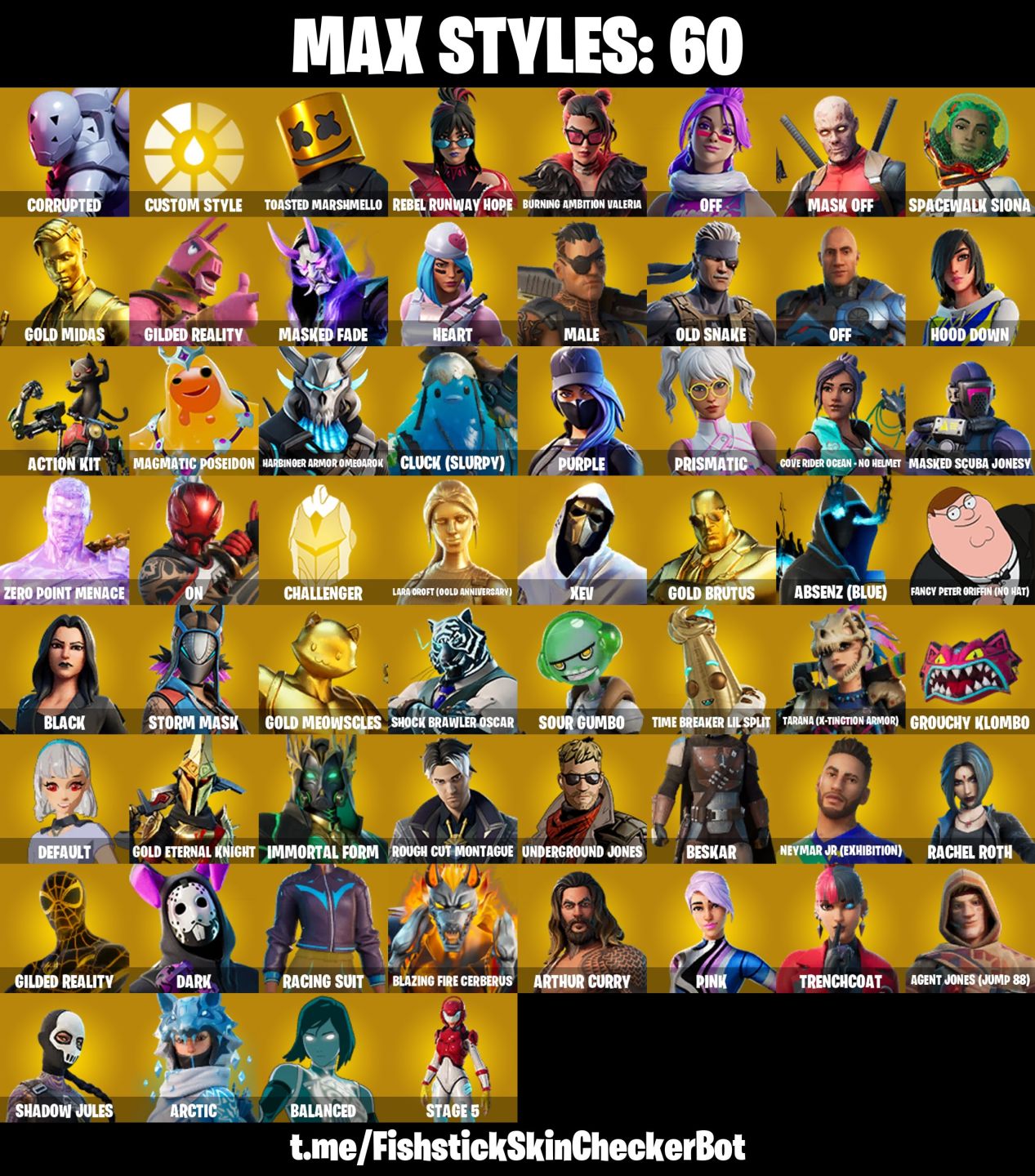 Conta Fortnite com Gold Midas | Gold Brutus | Gold Meowscles e 182 Skins