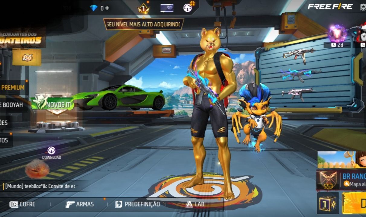 Conta de Free fire nível 45 muito rara com 2 armas evolutivas