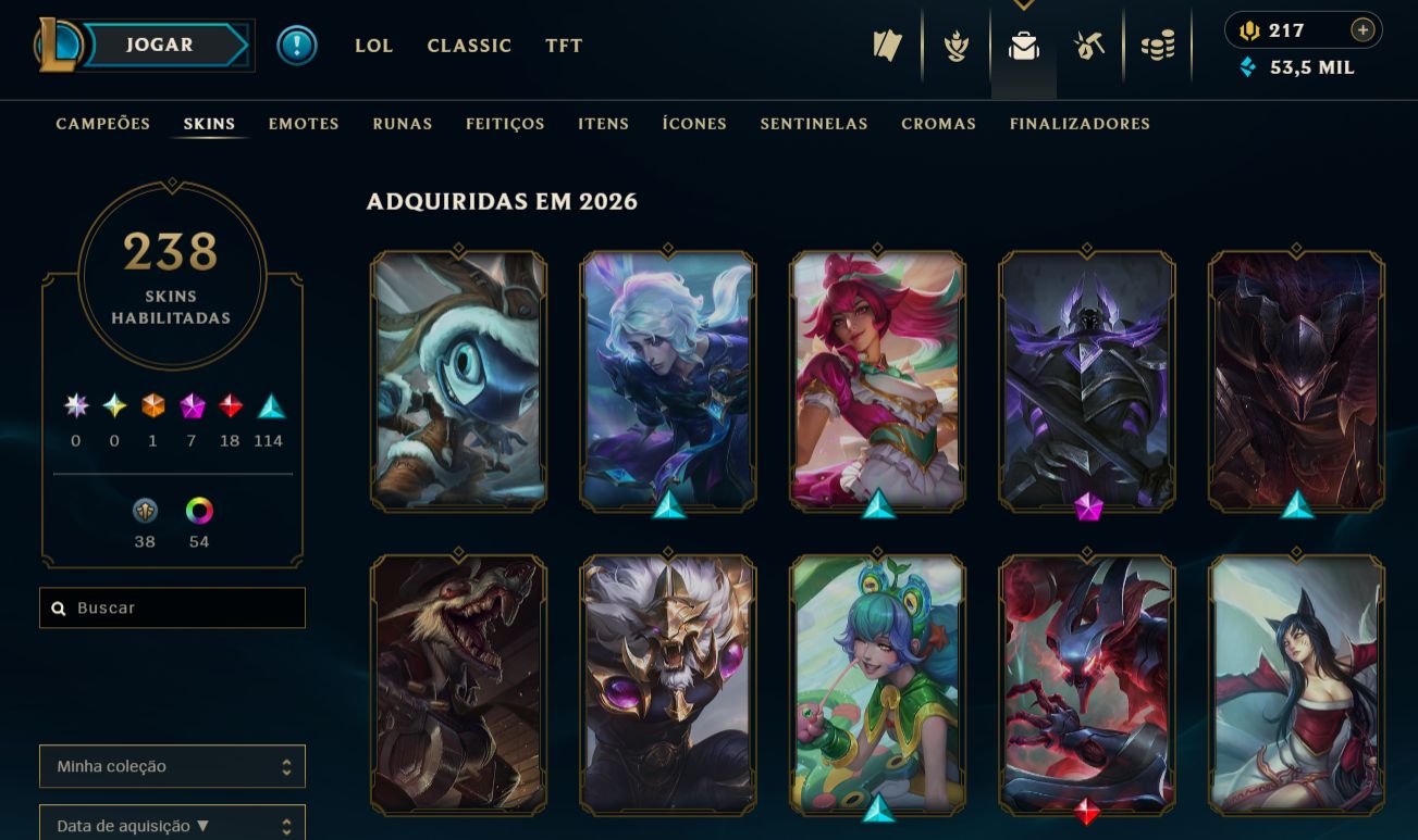 CONTA LOL + VALORANT + WILD RIFT | 238 SKINS LOL | 25 SKINS VALORANT