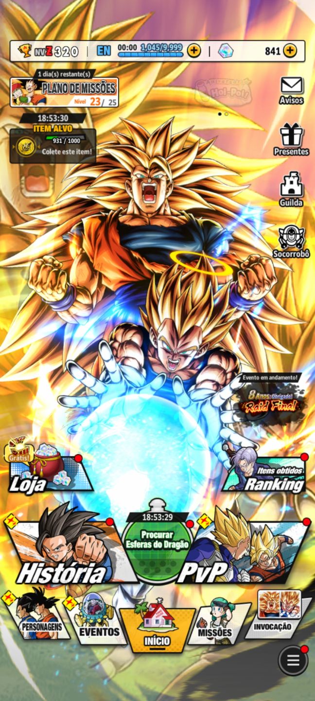 Conta de DB Legend com vários Ultras,LF,LR e equipamentos Godlys... Nível 320!!!