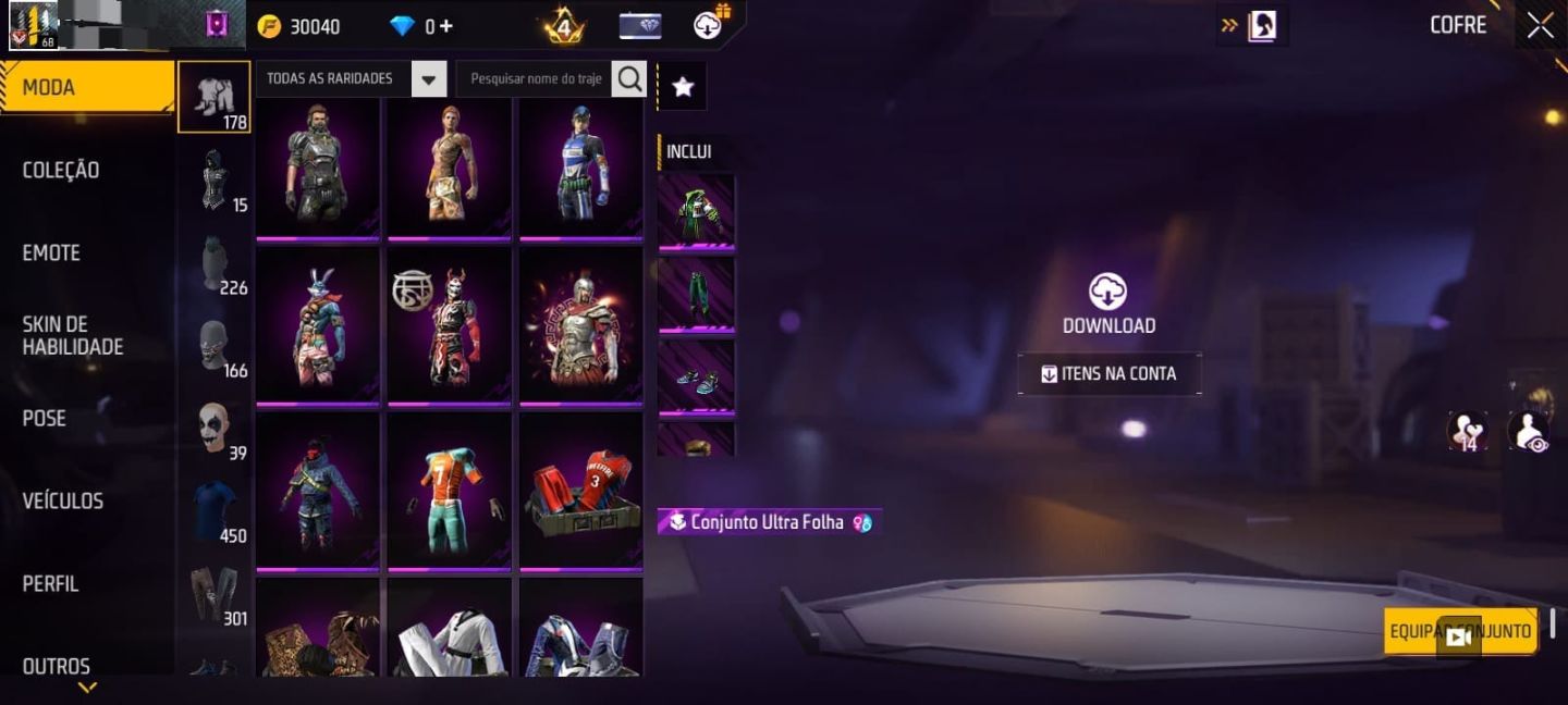 CONTA FF NV 68 / UMP MAX LV 7 / PRIME 4 / PARCERIAS RARAS + PASSES ANTIGOS
