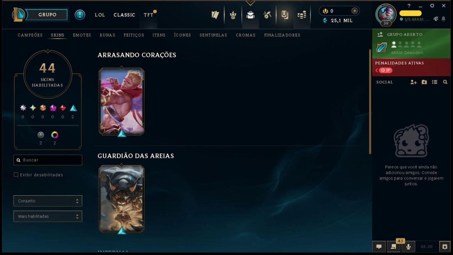 (PROMOÇÃO) CONTA SMURF - PRATA 1 - 25,1K EA - SKINS - FULL ACESSO