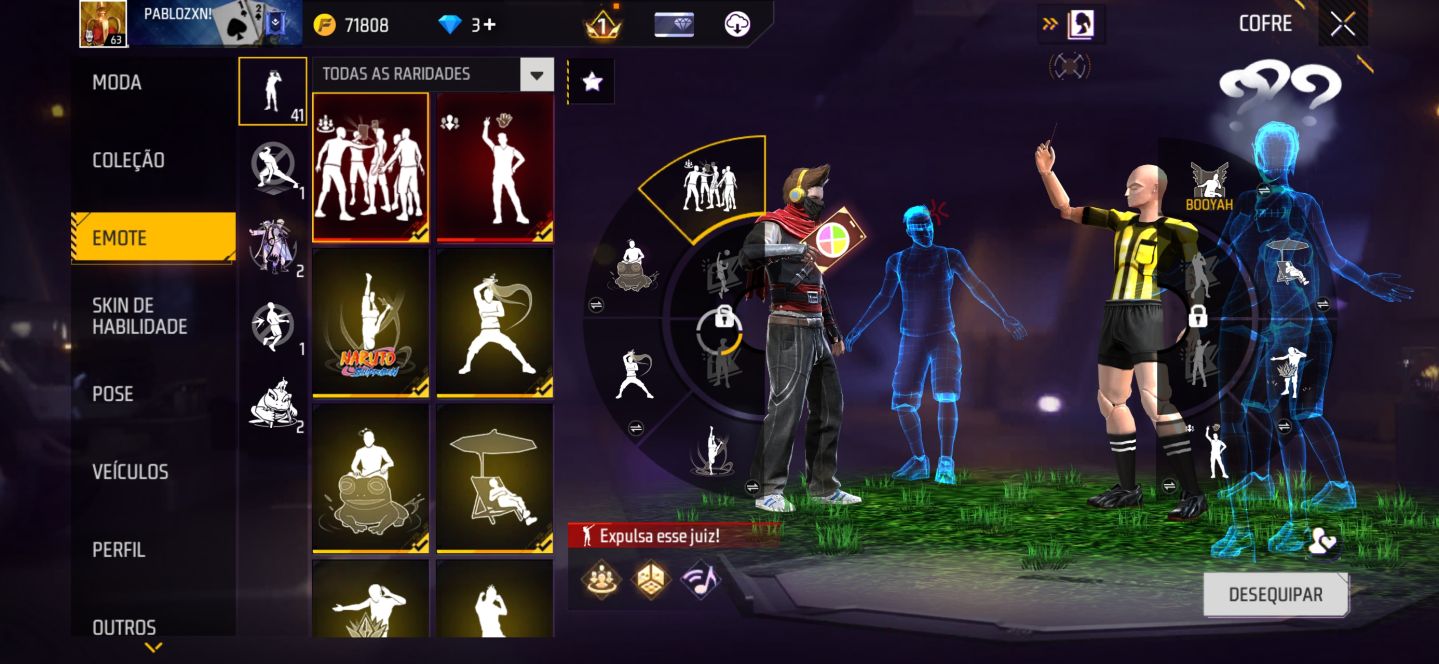 Conta de free fire com skins de Naruto da 1 temporada e bem antiga