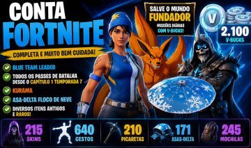 215 Skins | Fundador | Blue Team Leader | 640 Gestos | 2100 V-Bucks