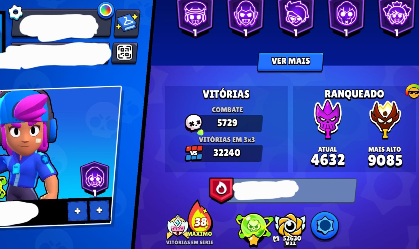 Conta de brawl stars/ 105k trofeus+ 8 anos de jogo+100 brawlers full