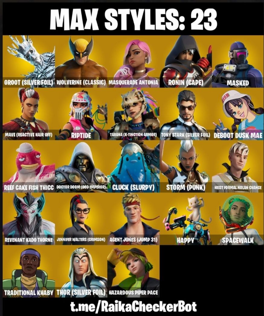 FORTNITE 55 SKINS FULL ACESSO com THOR, WOLVERINE, GROO e Tennifer Walters