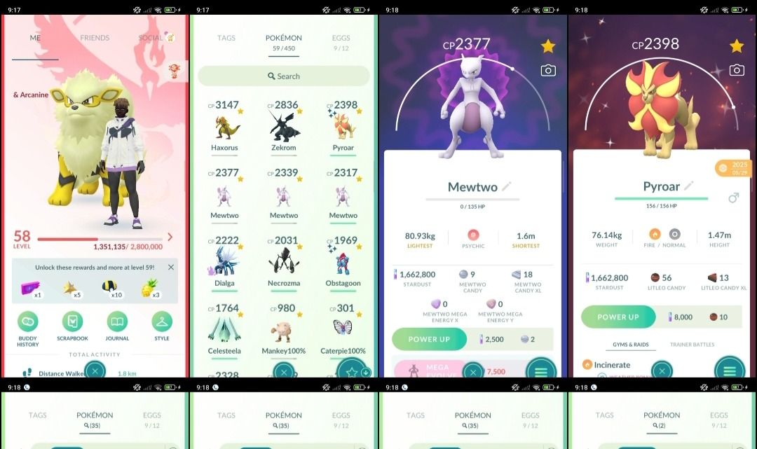 LVL 58 | 35 SHINIES + 1.6M DUST + ZEKROM + 3 MEWTWO + DIALGA f160