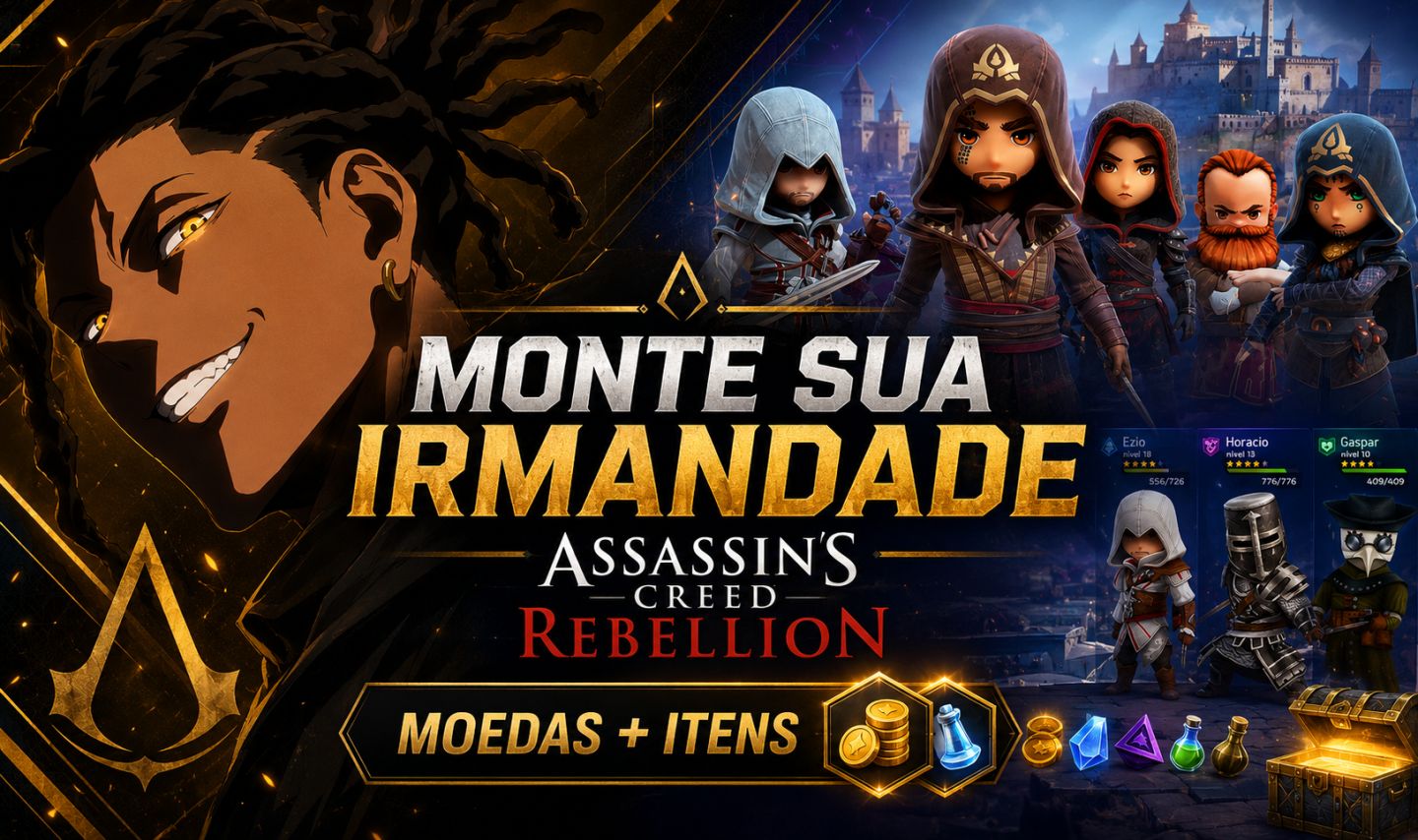 ASSASSIN'S CREED REBELLION | MOEDAS E ITENS | ANDROID | ENTREGA RÁPIDA