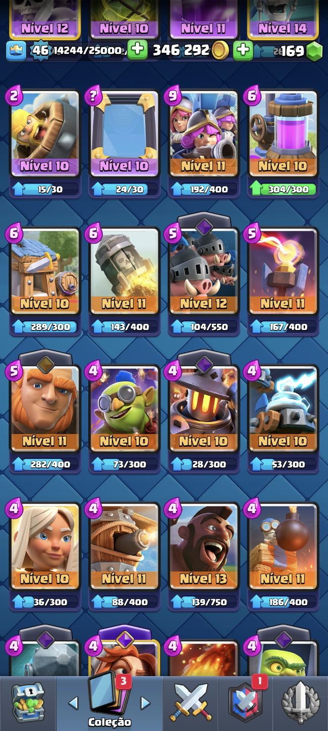 Conta clash royale 10k de troféus, diversas cartas upadas, level 46, 4 anos