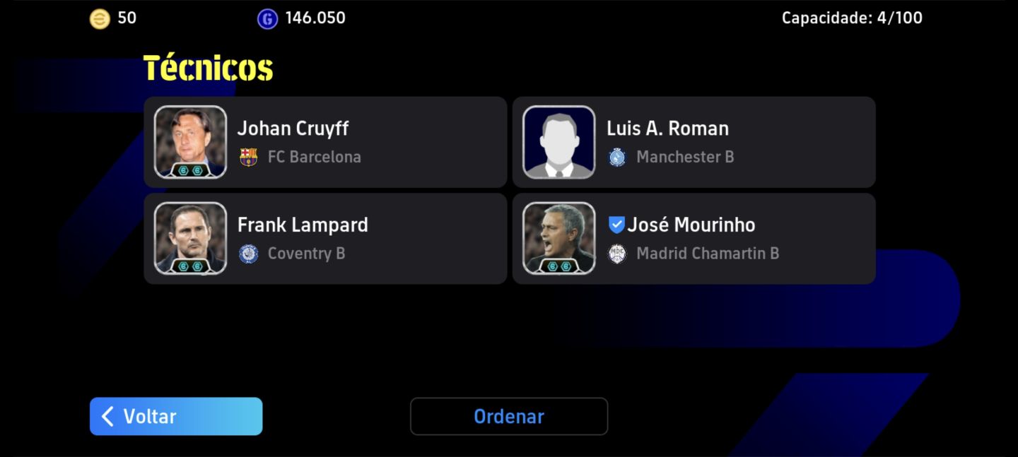 Conta eFootball Mobile Romário, James Maddison, Desailly e Edmilson